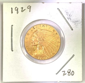 1929 $2.50 Indian Head Gold Coin
