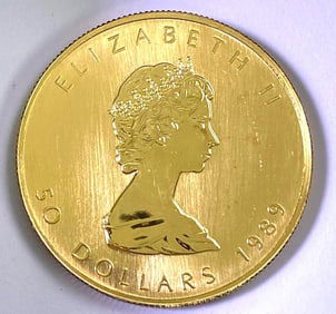 1989 Canada $50 Maple Leaf 1oz .9999 Fine Gold Coin