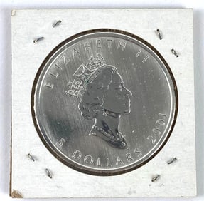 2001 Canada $5 Maple Leaf 1 oz .9999 Fine Silver Coin
