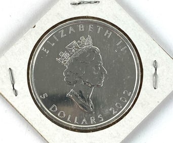 2002 Canada $5 Maple Leaf 1 oz .9999 Fine Silver Coin