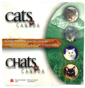 1999 Royal Canadian Mint Cats of Canada $0.50 Sterling Silver Proof Set