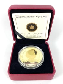 2013 Royal Canadian Mint $15 Maple of Peace 1 oz .999 Fine Silver Coin