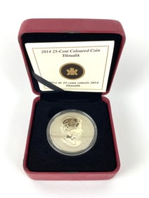 2014 Royal Canadian Mint $0.25 Prehistoric Creature Tiktaalik Colorized 0.44 oz Cupronickel Coin