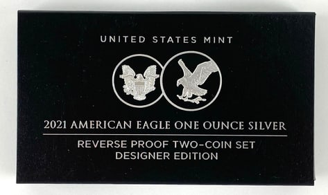2021 US Mint US American Silver Eagle 1 oz Silver Two Coin Set