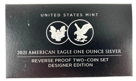 2021 US Mint US American Silver Eagle 1 oz Silver Two Coin Set