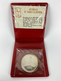 1970 Equatorial Guinea 100 Pesetas Maja Desnudas .64 oz .999 Silver Coin
