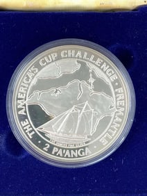 1987 Pobjoy Tonga 2 Pa Anga Fremantle 5 oz .999 Fine Silver Coin