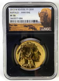 RARE REVERSE PROOF NGC Graded 2013 $50 US 1 oz .9999 Fine Gold Buffalo Gold Coin PF 70