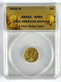 ANACS Graded 2008-W US $5 Gold American Buffalo 1/10oz Gold Coin SP69