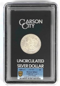 GSA PCGS Graded Uncirculated 1880-CC US $1 Morgan Silver Dollar MS63