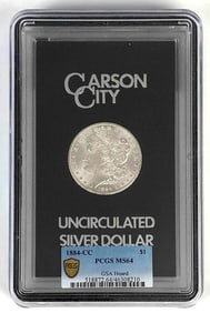GSA PCGS Graded Uncirculated 1884-CC US $1 Morgan Silver Dollar MS64