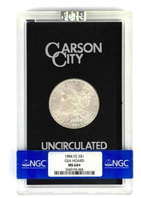 GSA NGC Graded Uncirculated 1882-CC US $1 Morgan Silver Dollar MS64+