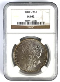 NGC Graded 1881-O US $1 Morgan Silver Dollar MS62