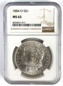 NGC Graded 1884-O US $1 Morgan Silver Dollar MS63