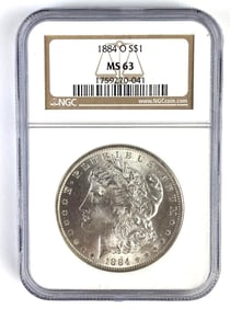 NGC Graded 1884-O US $1 Morgan Silver Dollar MS63