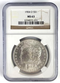 NGC Graded 1904-O US $1 Morgan Silver Dollar MS63