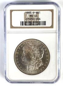 NGC Graded 1883-O US $1 Morgan Silver Dollar MS64