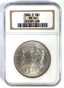 NGC Graded 1884-O US $1 Morgan Silver Dollar MS64