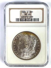 NGC Graded 1884-O US $1 Morgan Silver Dollar MS64