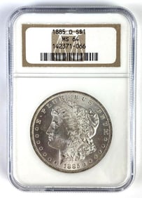 NGC Graded 1885-O US $1 Morgan Silver Dollar MS64