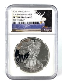 NGC Graded 2015 W US $1  PROOF  American Silver Eagle Dollar PF 70