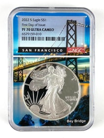 NGC Graded 2022 S US $1   PROOF American Silver Eagle Dollar PF 70