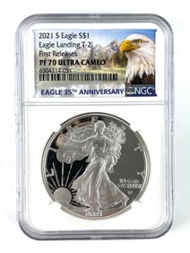 NGC Graded 2021 S US $1   PROOF American Silver Eagle Dollar PF 70