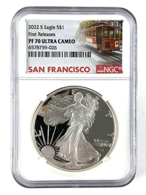 NGC Graded 2022 S US $1   PROOF American Silver Eagle Dollar PF 70