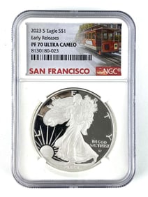 NGC Graded 2023 S US $1   PROOF American Silver Eagle Dollar PF 70