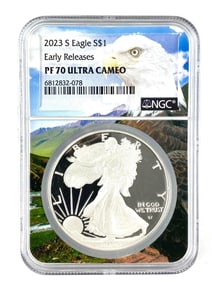 NGC Graded 2023 S US $1   PROOF American Silver Eagle Dollar PF 70