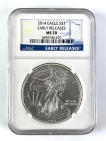 NGC Graded 2014 US $1 American Silver Eagle Dollar MS 70