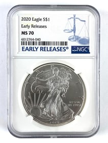 NGC Graded 2020 US $1 American Silver Eagle Dollar MS 70