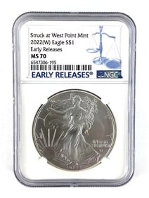 NGC Graded 2022 W US $1 American Silver Eagle Dollar MS 70