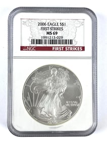 NGC Graded 2006 US $1 American Silver Eagle Dollar MS 69