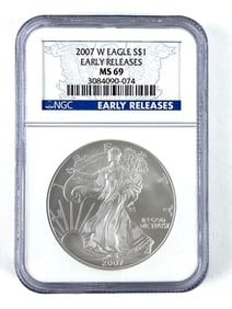 NGC Graded 2007 W US $1 American Silver Eagle Dollar MS 69