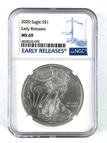 NGC Graded 2020 US $1 American Silver Eagle Dollar MS 69