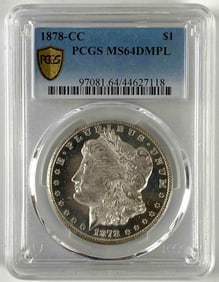 PCGS Graded 1878 CC Morgan Silver Dollar MS64 DMPL