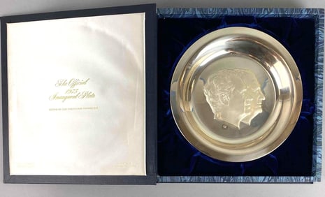 1973 The Franklin Mint The Official 11.75 oz Sterling Silver Inaugural Plate