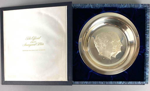 1973 The Franklin Mint The Official 11.75 oz Sterling Silver Inaugural Plate: With COA