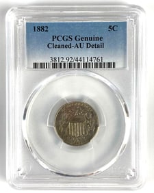 PCGS Graded 1882 US Shield Nickel Genuine Cleaned-AU Detail