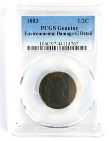 PCGS Graded 1803 US Draped Bust Large Cent Environmental Damage-G Detail