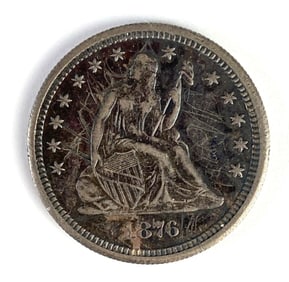 1876-CC US Seated Liberty Quarter