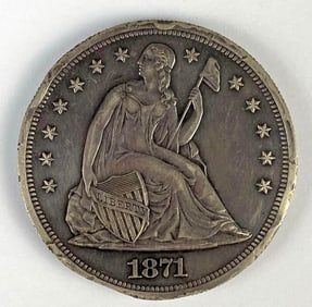 1871 US $1 Seated Liberty Silver Dollar