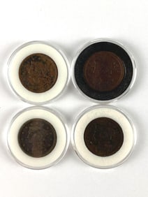 Group of 4 Braided Hair Coronet Head Large Cents