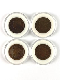 Group of 4 Braided Hair Coronet Head Large Cents