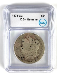 ICG - Genuine 1878-CC US $1 Morgan Silver Dollar
