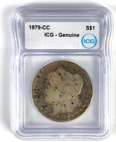 ICG - Genuine 1879-CC US $1 Morgan Silver Dollar