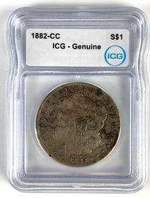 ICG - Genuine 1882-CC US $1 Morgan Silver Dollar