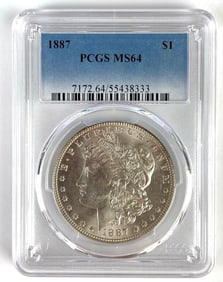 PCGS Graded 1887 US $1 Morgan Silver Dollar MS64