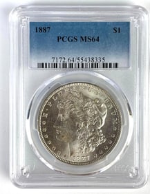 PCGS Graded 1887 US $1 Morgan Silver Dollar MS64